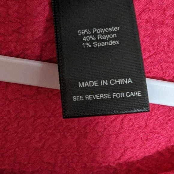 Ali Miles Dark Hot Pink Relaxed Button Sleeve Puckered Crepe Tunic Blouse XL - Picture 5 of 7